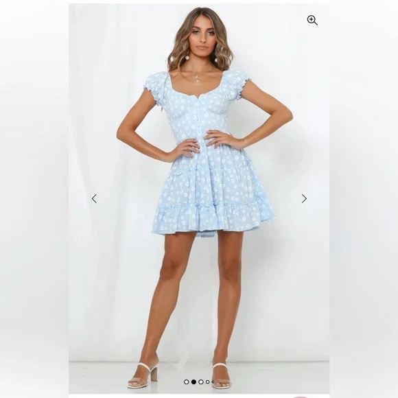 hello molly blue ruffle dress HELLO MOLLY Sea And Sky Lace Mini Dress Blue